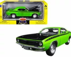 1970 Plymouth Barracuda, Green - New Ray 71873A - 1/25 Scale Diecast Model Toy Car