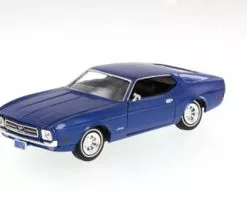 Motor Max 1971 Ford Mustang Sportsroof, Blue - Motormax Premium American 73327 - 1/24 Scale Diecast Model Car