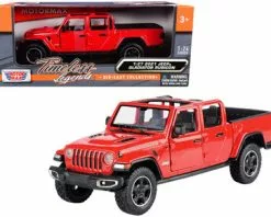 2021 Jeep Gladiator Rubicon Pickup Truck, Red - Motor Max 79370R - 1/27 Scale Diecast Model Toy Car