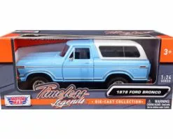 1978 Ford Bronco Custom, Light Blue - Motor Max 79373WBU - 1/24 Scale Diecast Model Toy Car