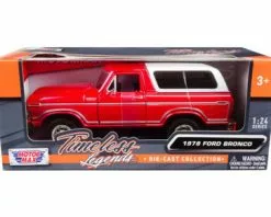 1978 Ford Bronco Custom, Red - Motor Max 79373WR - 1/24 Scale Diecast Model Toy Car