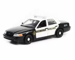 2011 Ford Crown Victoria Interceptor, Black & White - Greenlight 84124 - 1/24 Scale Diecast Car