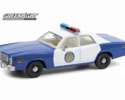 ModelToyCars Osage County Sheriff 1975 Plymouth Fury, White And Blue - Greenlight 86602 - 1/43 Scale Diecast Car
