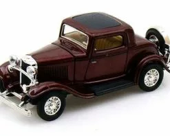 Lucky Road Signature 1932 Ford 3-Window Coupe, Burgundy - Yatming 94231 - 1/43 Scale Diecast Model Toy Car