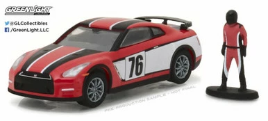 2015 Nissan GT-R R35 Red #76 W/Race Car Driver, Red/Black - Greenlight 97010E - 1/64 Diecast Car 3 2015 Nissan GT-R R35 Red #76 W/Race Car Driver, Red/Black - Greenlight 97010E - 1/64 Diecast Car