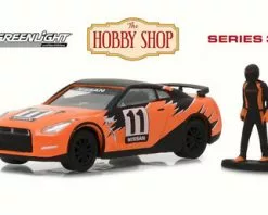 2011 Nissan GT-R Race Car W/Driver, Orange W/Black - Greenlight 97030E/48 - 1/64 Scale Diecast Car