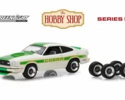 1978 Ford Mustang II Cobra II & Spare Tires, White W/Green - Greenlight 97050E - 1/64 Diecast Car