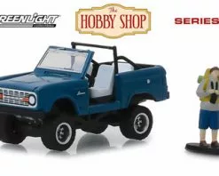 1967 Ford Bronco (Doors Removed) With Backpacker, Blue - Greenlight 97060B/48 - 1/64 Diecast Car