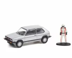 1976 Volkswagen Golf MkI GTI & Driver Figurine, Silver - Greenlight 97110C - 1/64 Diecast Car