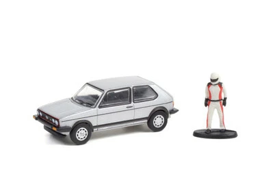 1976 Volkswagen Golf MkI GTI & Driver Figurine, Silver - Greenlight 97110C - 1/64 Diecast Car 3 1976 Volkswagen Golf MkI GTI & Driver Figurine, Silver - Greenlight 97110C - 1/64 Diecast Car