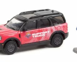 Off-Roadeo Adventure Support Truck 2021 Ford Bronco Sport Badlands With Backpacker, Red - Greenlight 97110F/48 - 1/64 Scale Diecast Model Toy Car