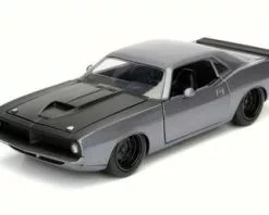 Jada Toys 1973 Plymouth Barracuda, Metallic Gray - Jada 98244 - 1/24 Scale Diecast Model Toy Car