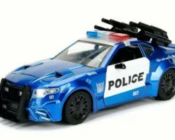 Jada Toys TRANSFORMERS 5 Barricade Mustang, Blue W/White - Jada 98400 - 1/24 Scale Diecast Model Toy Car