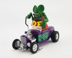 1932 Ford Hot Rod Roadster W/ Rat Fink Figure, Purple - Acme A1805020 - 1/18 Scale Diecast Car