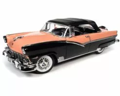 Auto World 1956 Ford Fairlane Sunliner Cnvrtbl Soft Top, Sunset Coral AMM1270 1/18 Scale Diecast Car