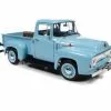 1956 Ford F-100 Mild Custom Pickup Truck, Diamond Blue - Auto World 1/18 Scale Diecast Car