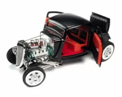 1934 Ford 3-Window Coupe "High Boy Hot Rod", Satin Black - Auto World AW292 - 1/18 Diecast Car
