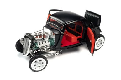 1934 Ford 3-Window Coupe "High Boy Hot Rod", Satin Black - Auto World AW292 - 1/18 Diecast Car 3 1934 Ford 3-Window Coupe "High Boy Hot Rod", Satin Black - Auto World AW292 - 1/18 Diecast Car