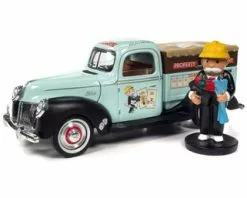 1940 Ford Property Management Truck W/Mr. Monopoly, Light Green - Auto World 1/18 Scale Diecast Car