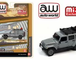 2018 Jeep Wrangler Rubicon With Roof Rack, Gray - Auto World CP7717-24 - 1/64 Scale Diecast Car