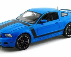 Shelby Collectibles 2013 Ford Mustang Boss 302, Blue W/ Black Stripes - Shelby SC450 - 1/18 Scale Diecast Model Toy Car